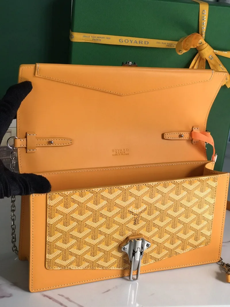 Goyard Yellow Chain Crossbody Satchel Bag - Image 7