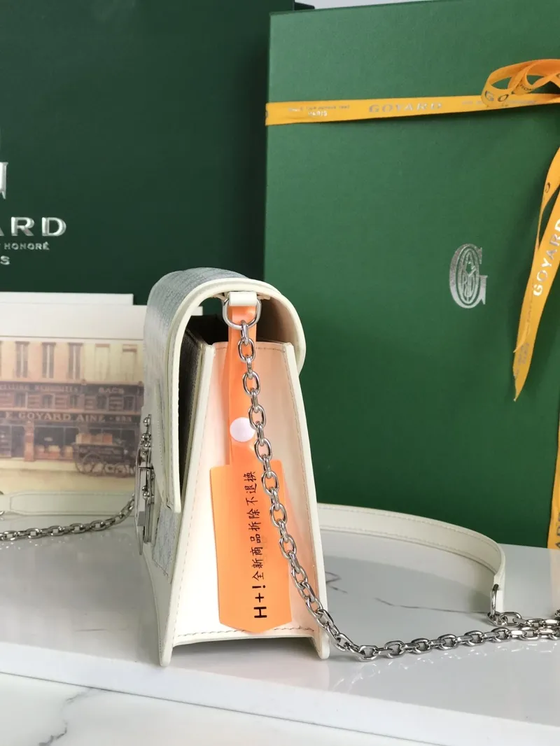 Goyard White Chain Crossbody Satchel Bag - Image 4
