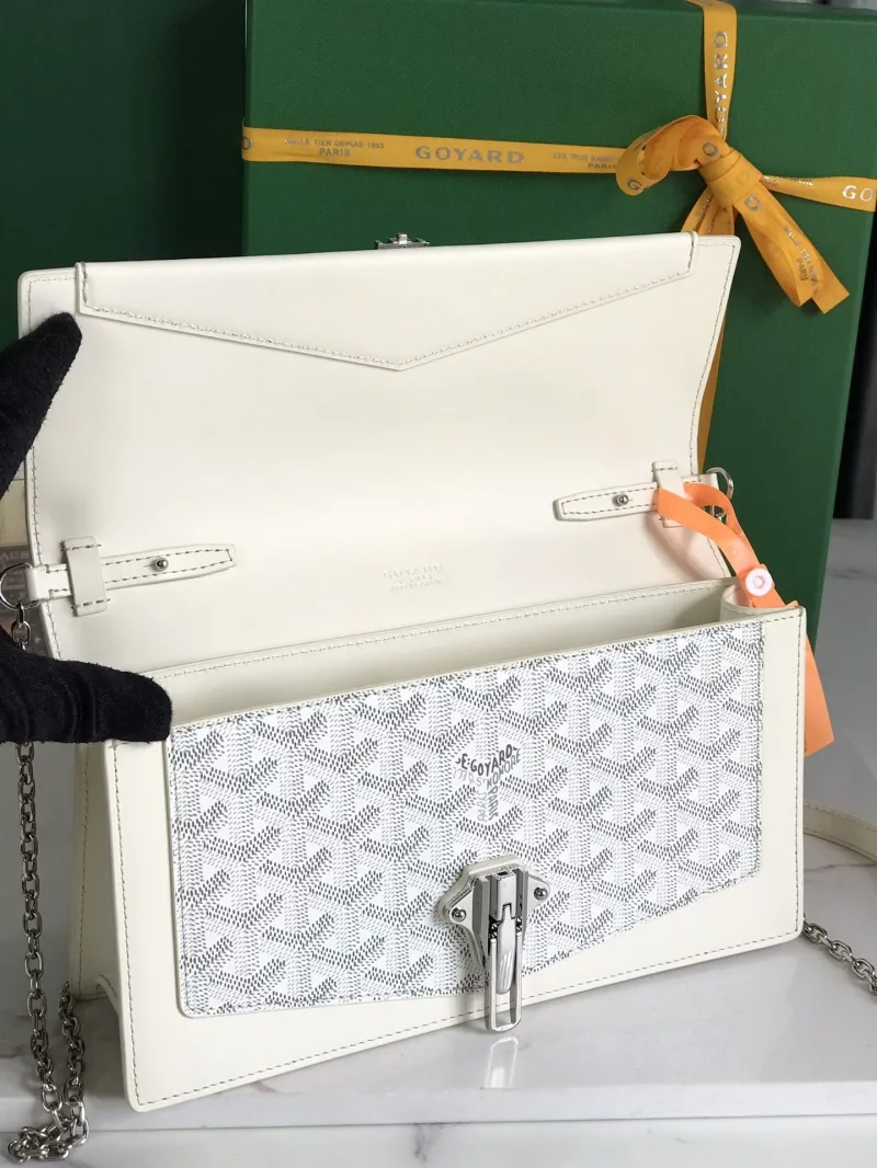 Goyard White Chain Crossbody Satchel Bag - Image 7