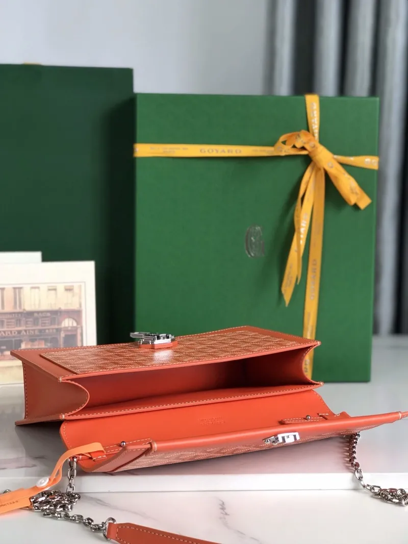 Goyard Orange Satchel Chain Crossbody Bag 331 - Image 9