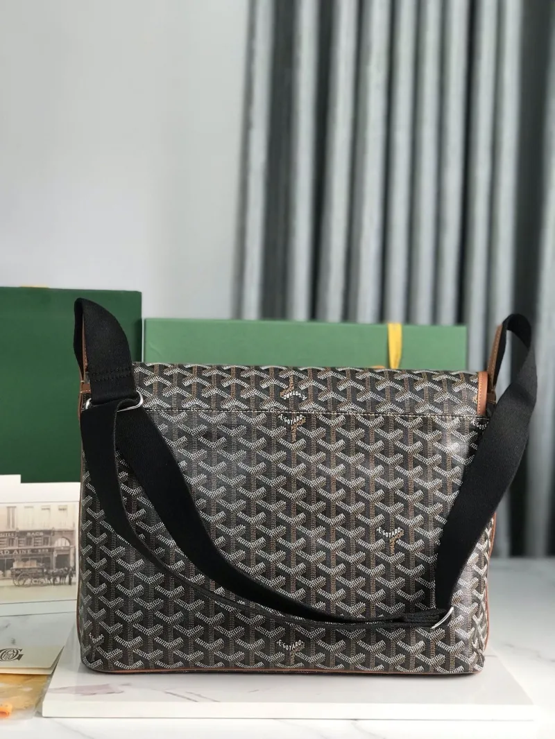 Goyard 336 Black Tan Satchel Messenger Bag - Image 4