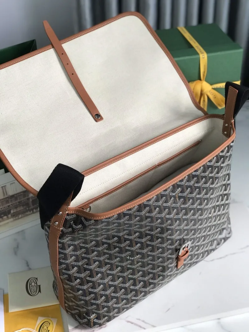 Goyard 336 Black Tan Satchel Messenger Bag - Image 7