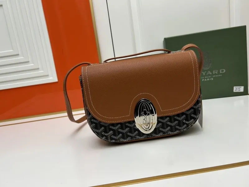 Goyard Brown Black Crossbody Saddle Bag 353