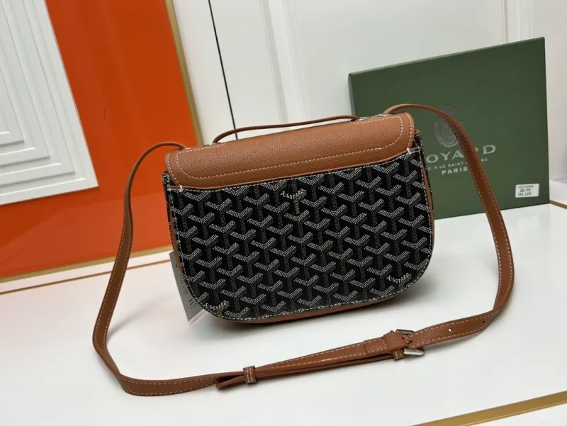 Goyard Brown Black Crossbody Saddle Bag 353 - Image 3