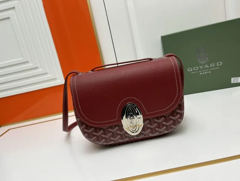 Goyard Burgundy Crossbody Satchel Bag
