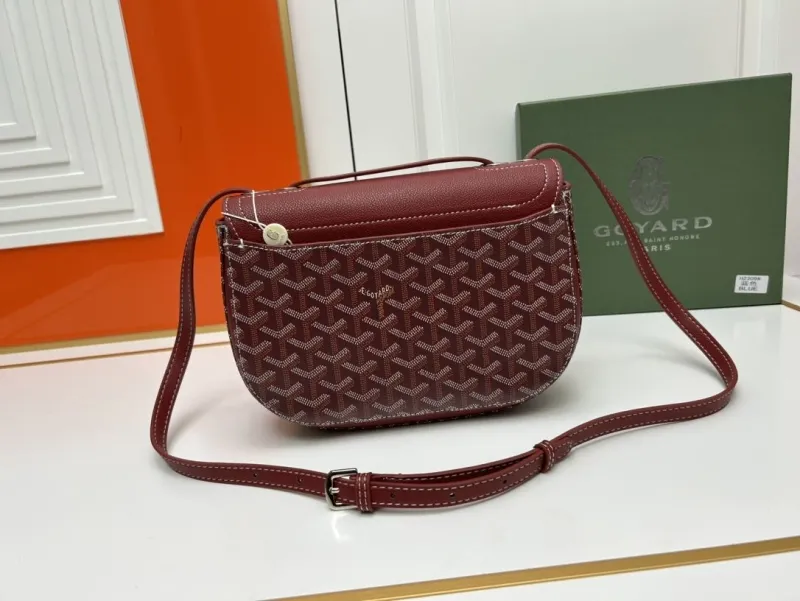 Goyard Burgundy Crossbody Satchel Bag - Image 3