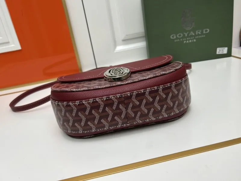 Goyard Burgundy Crossbody Satchel Bag - Image 4