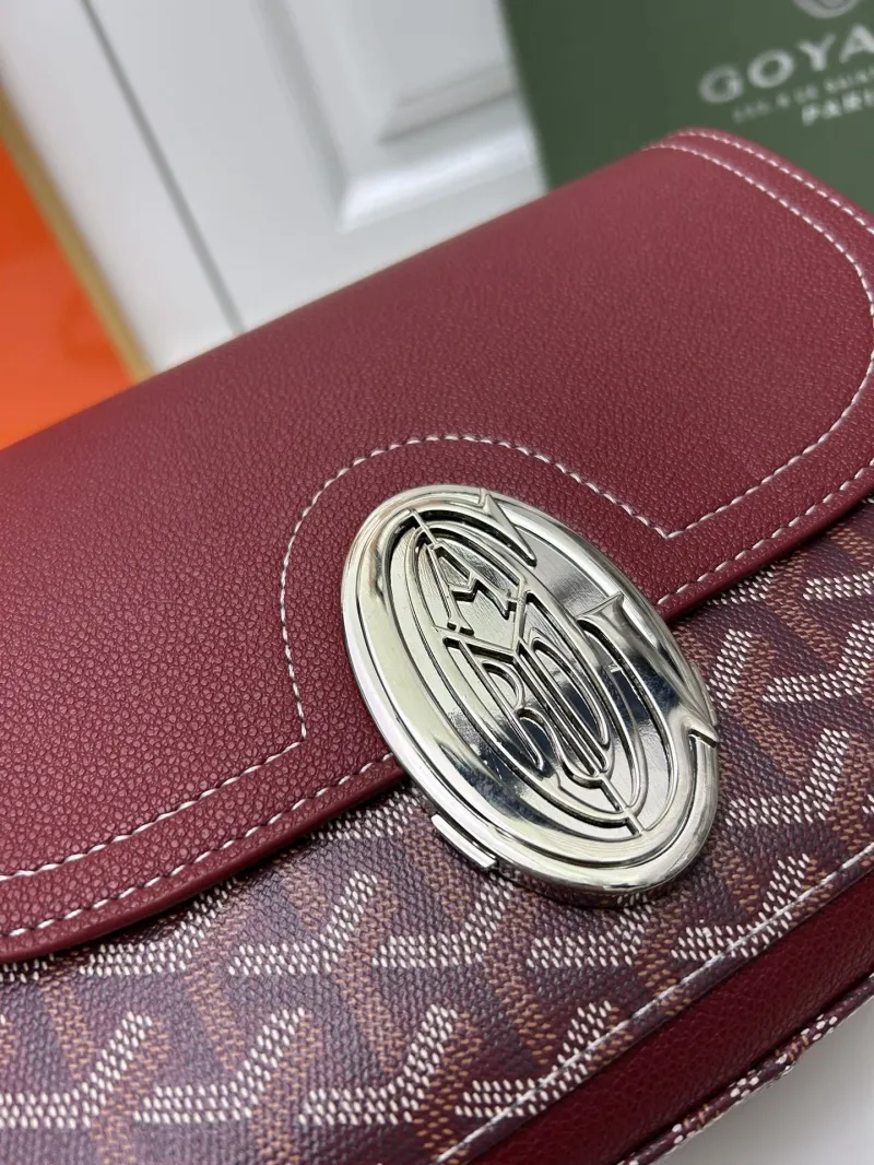 Goyard Burgundy Crossbody Satchel Bag - Image 5