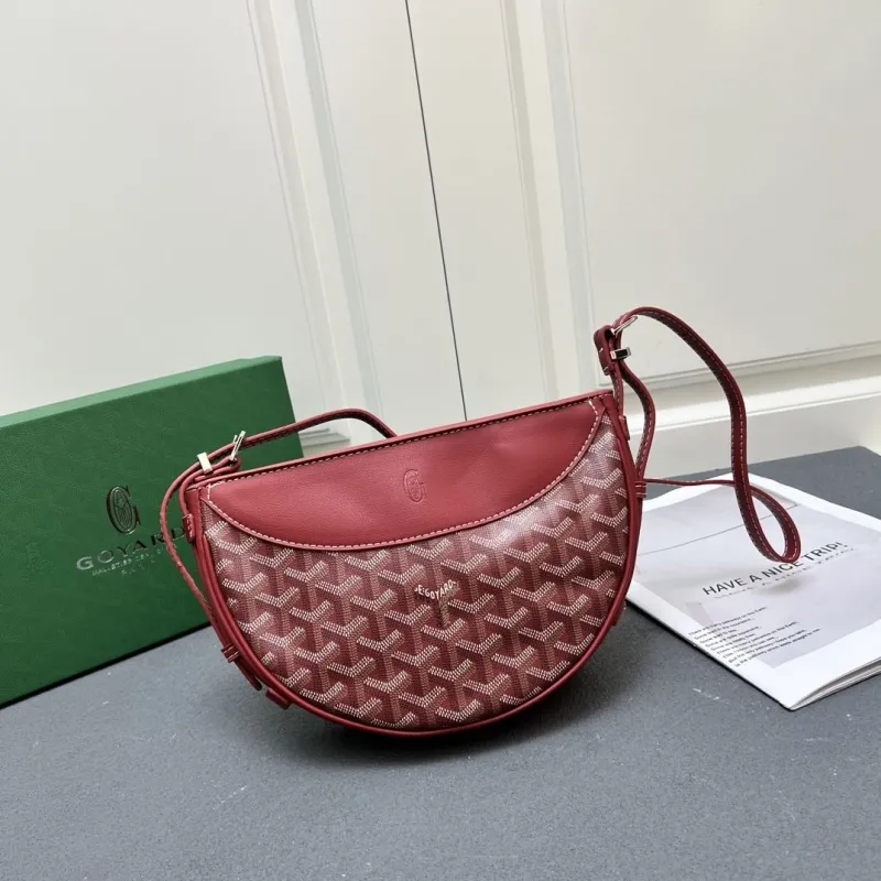 Goyard Red Half-Moon Satchel Bag - Image 3