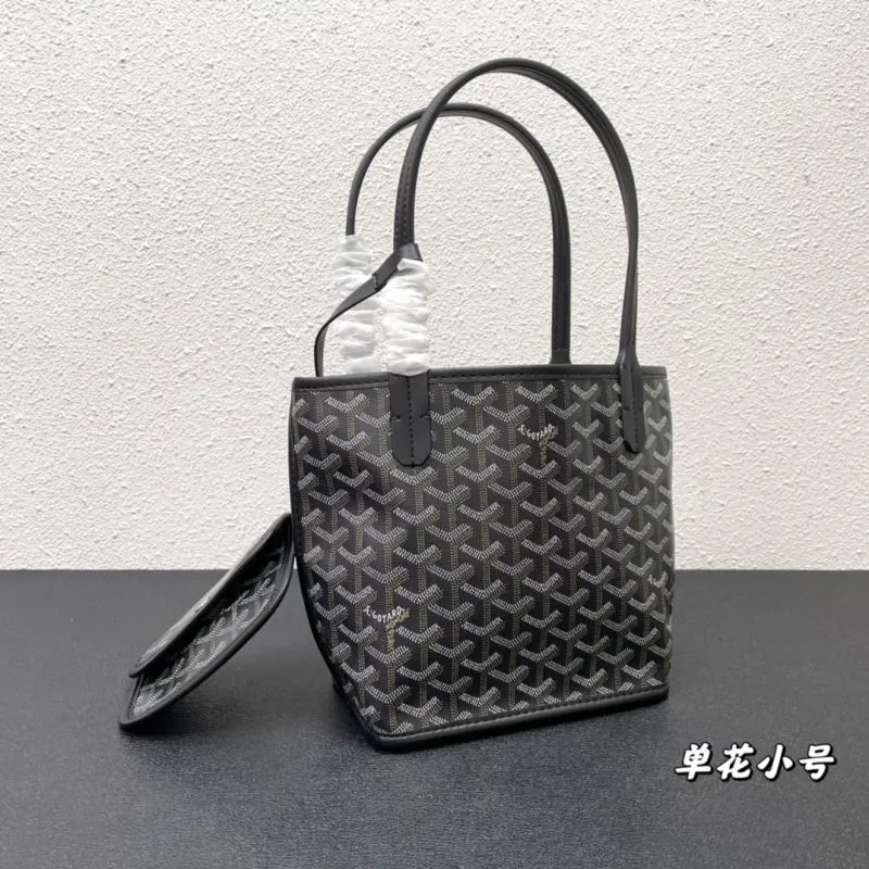 Goyard Small Black Shopping Tote Bag with Pouch - Image 3