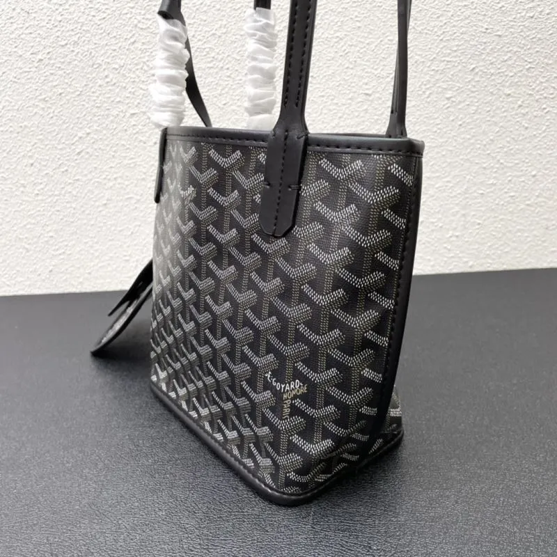 Goyard Small Black Shopping Tote Bag with Pouch - Image 4