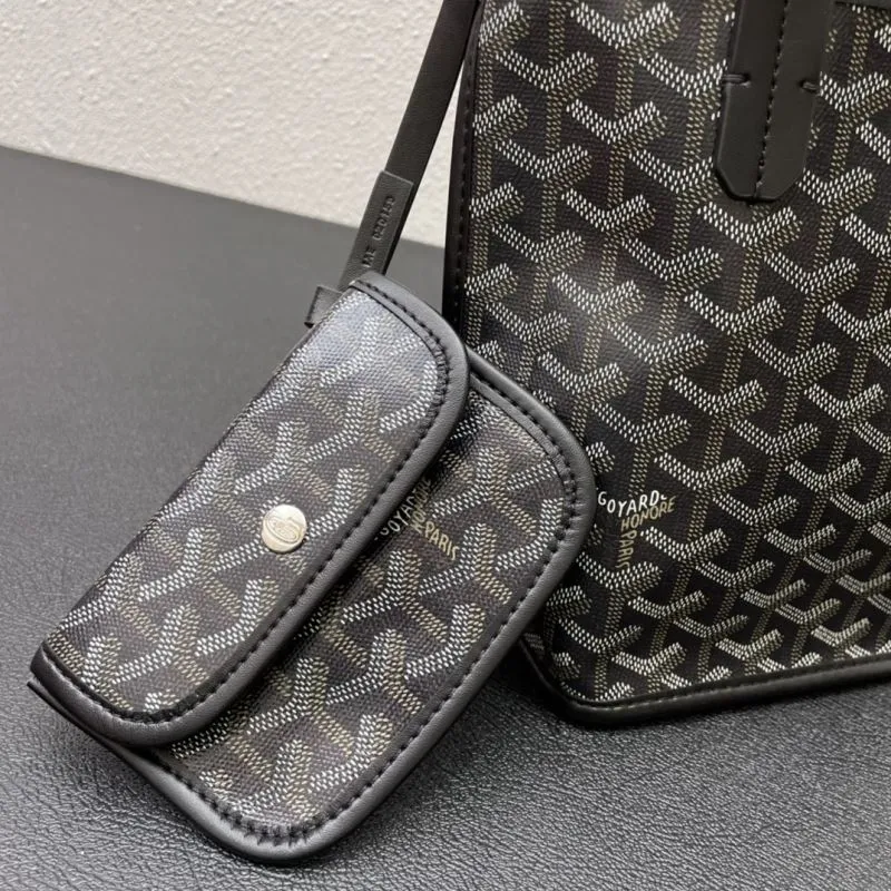 Goyard Small Black Shopping Tote Bag with Pouch - Image 6