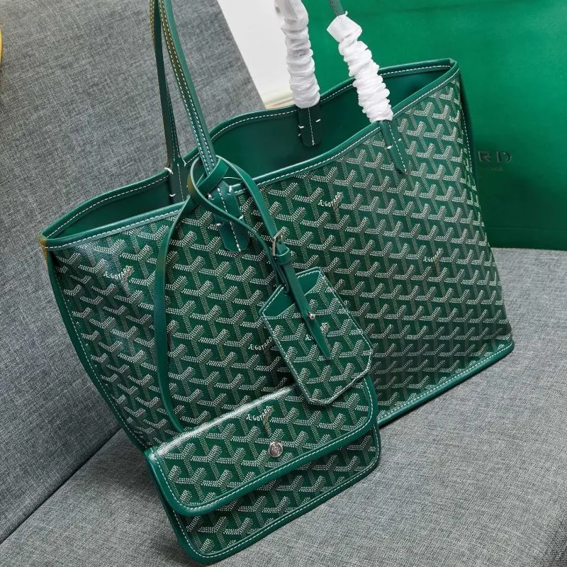 Goyard Green Tote Bag with Pouch - Image 4