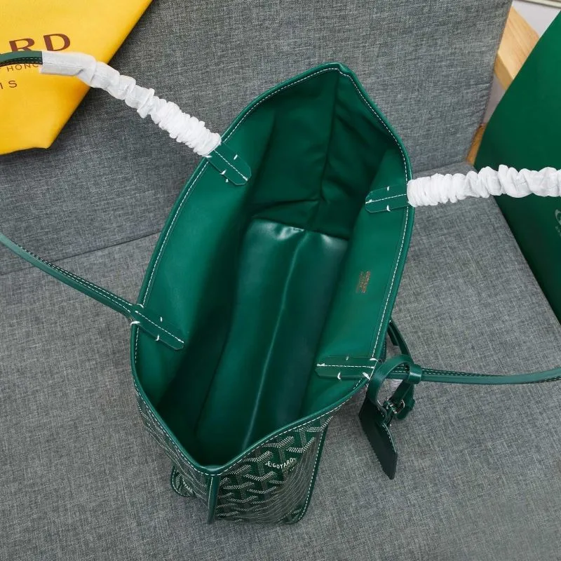 Goyard Green Tote Bag with Pouch - Image 9