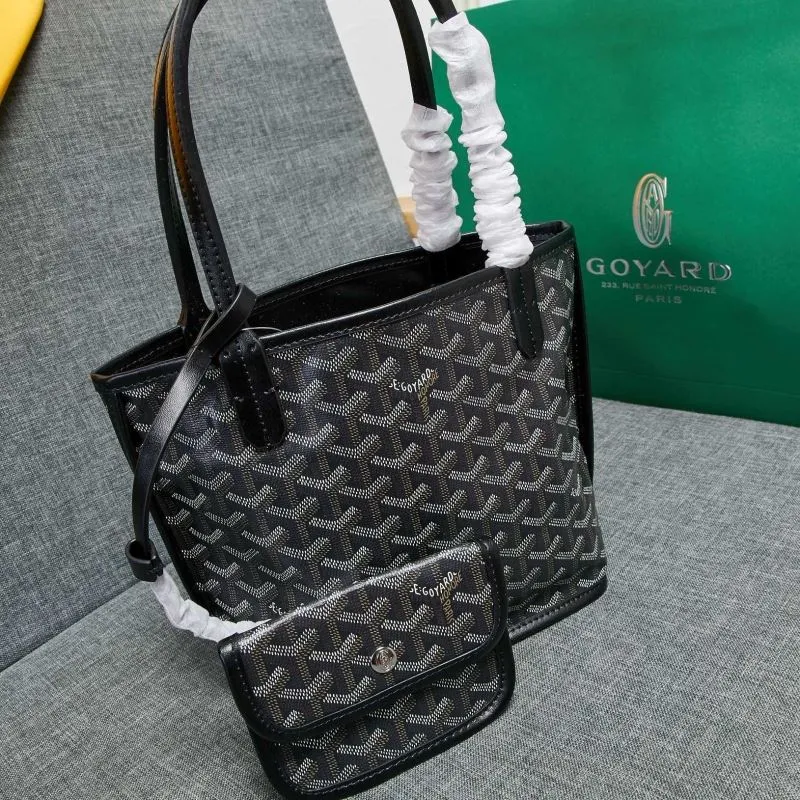 Goyard Black Mini Tote Bag with Pouch - Image 3