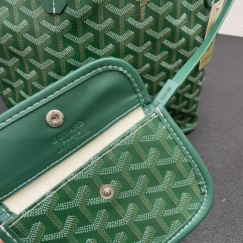 Goyard Small Green Tote Bag with Pouch - Image 9