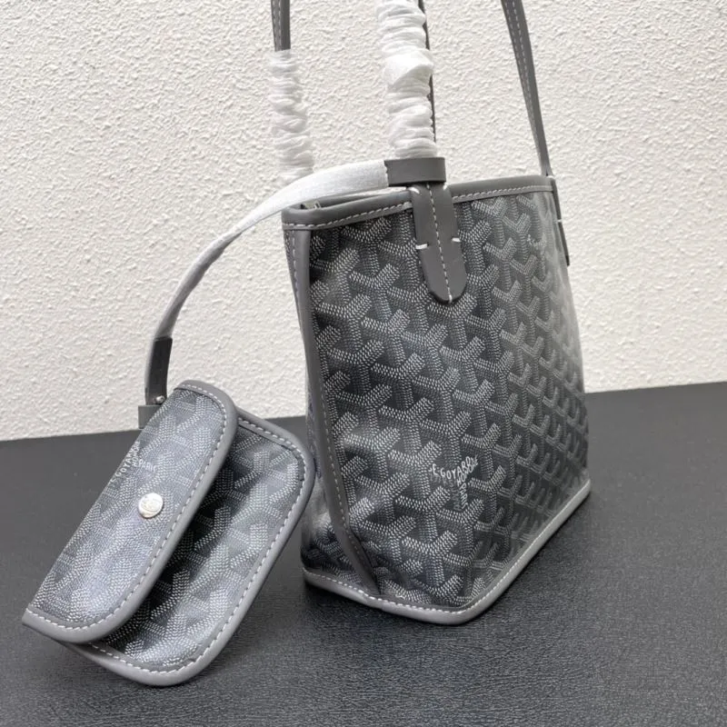 Goyard Small Gray Tote Bag with Pouch - Image 5