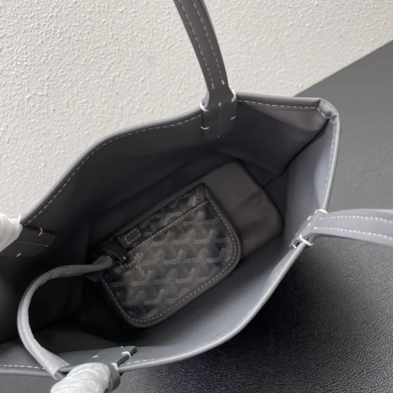 Goyard Small Gray Tote Bag with Pouch - Image 7