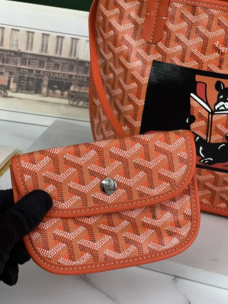 Goyard Orange Tote Bag with Mini Pouch - Image 8