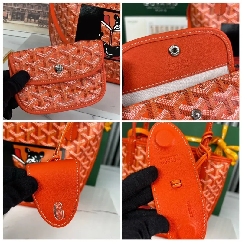 Goyard Orange Tote Bag with Mini Pouch - Image 9