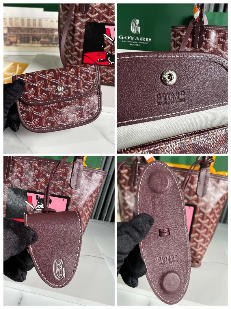 Goyard 26 Burgundy Tote Bag with Dog Print - Image 9