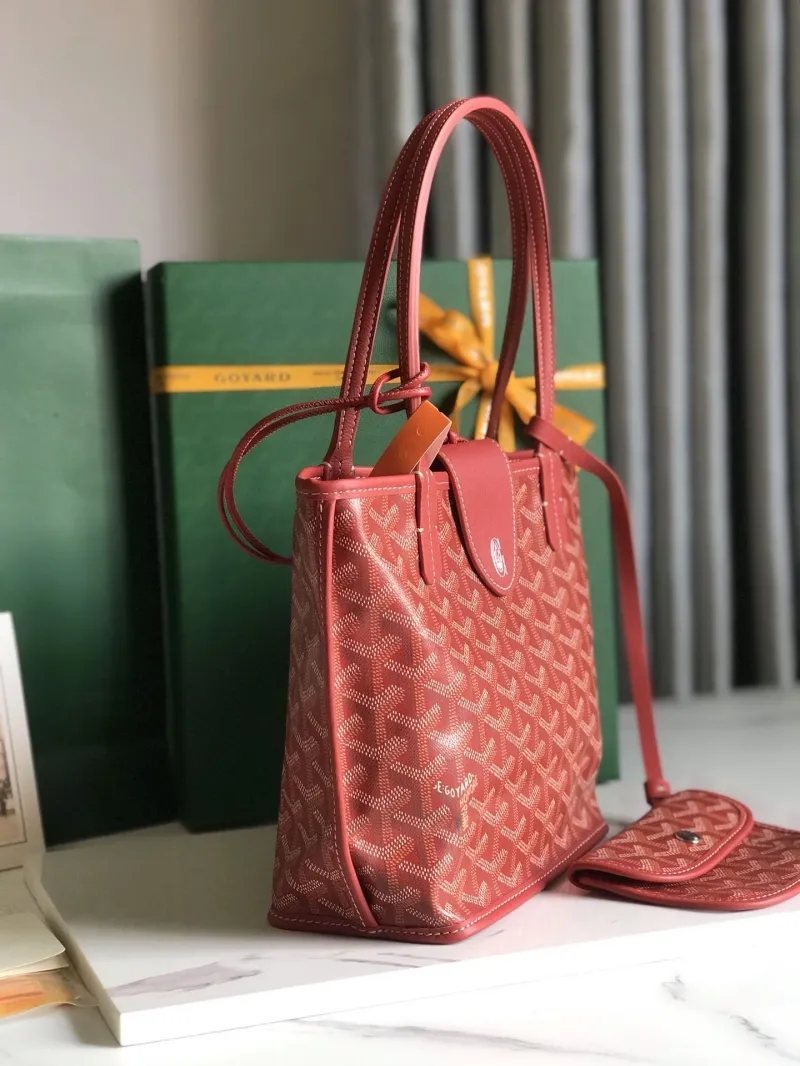 Alternative view of Goyard Red Tote Bag with Small Pouch