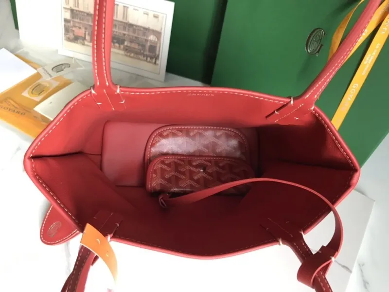 Goyard Red Tote Bag with Small Pouch - Image 6