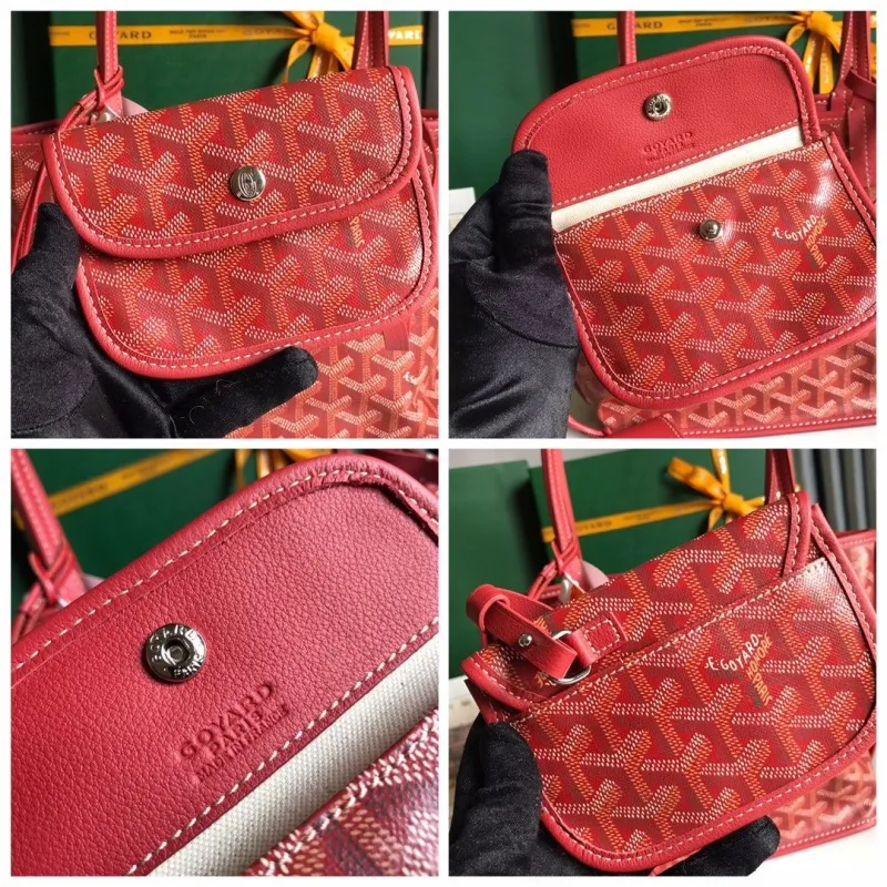 Goyard Red Tote Bag with Small Pouch - Image 9