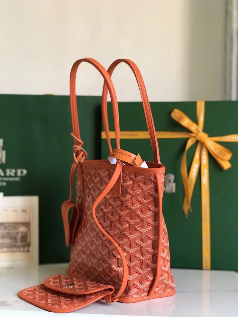 Goyard Orange Tote Bag with Pouch - Image 3