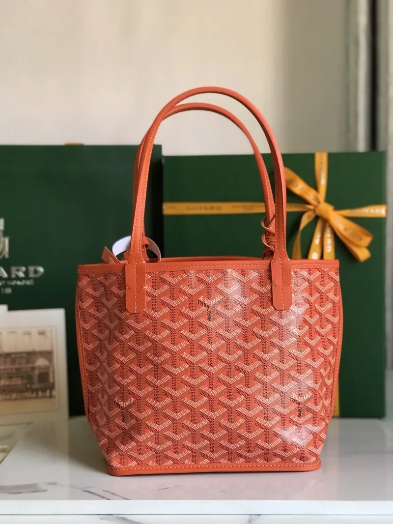 Goyard Orange Tote Bag with Pouch - Image 4