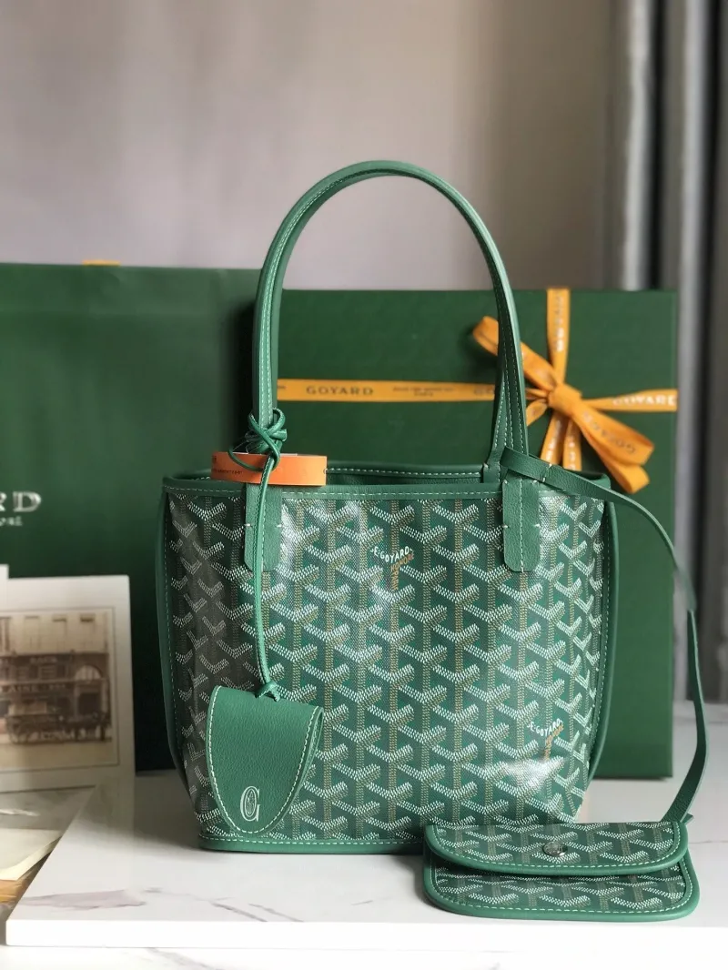 Goyard Green Shopping Tote Bag with Pouch
