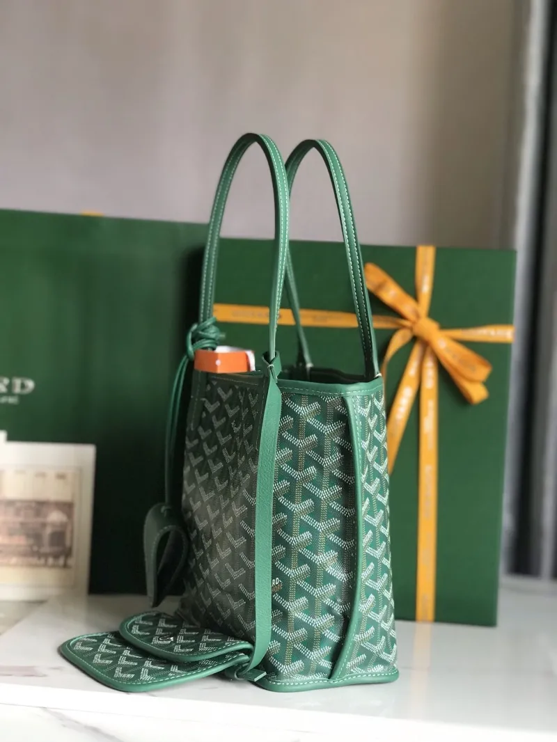 Alternative view of Goyard Green Shopping Tote Bag with Pouch