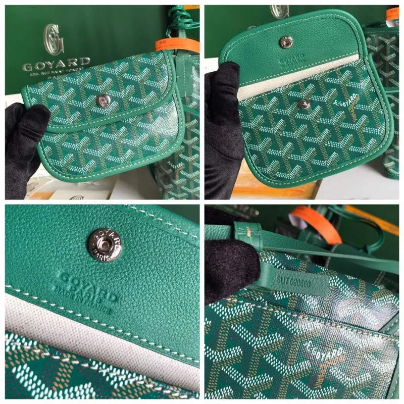 Goyard Green Shopping Tote Bag with Pouch - Image 9