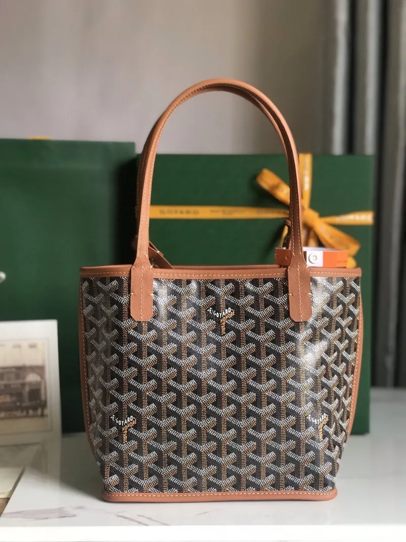 Goyard Black Tan Shopping Tote Bag - Image 3