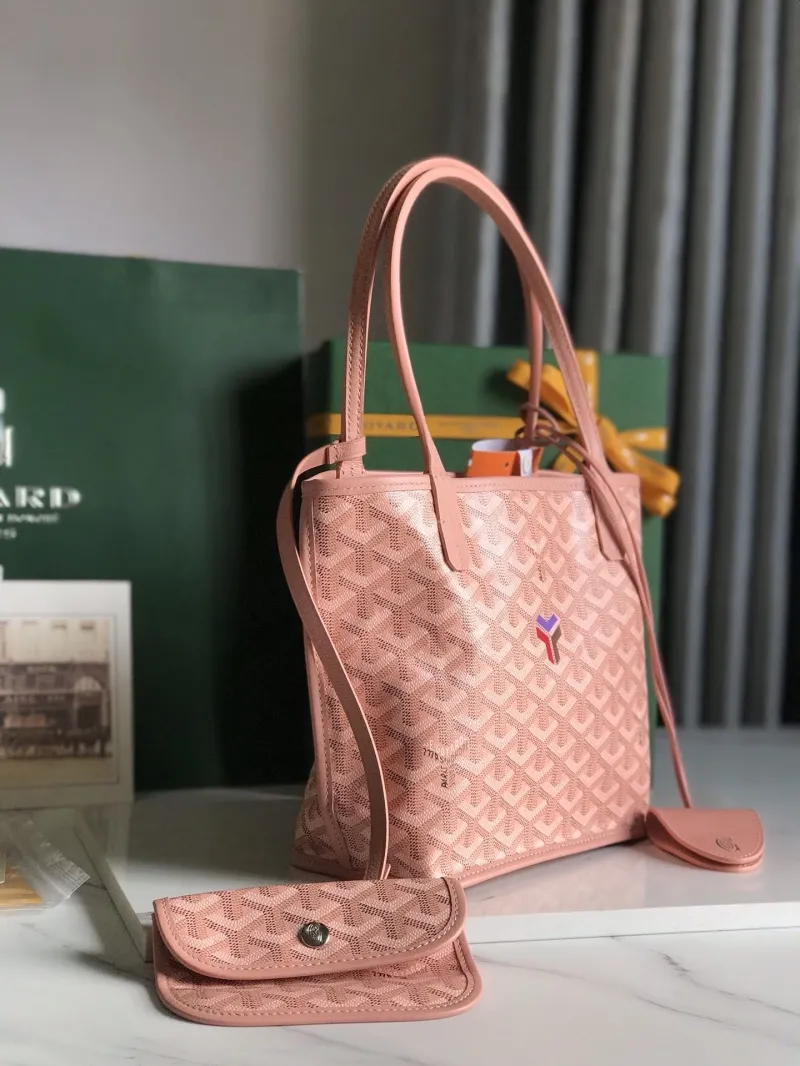 Alternative view of Goyard Pink Small Tote Bag with Pouch