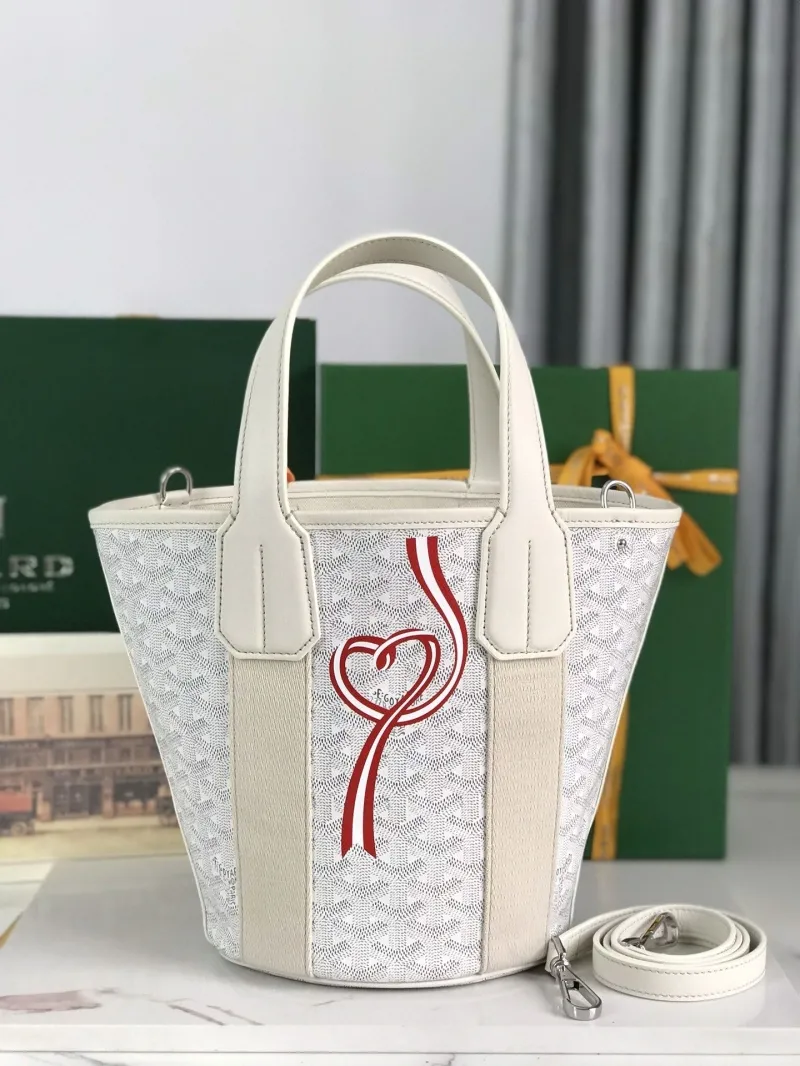 Goyard White Bucket Tote Bag