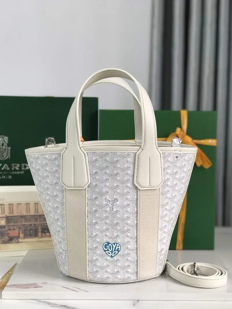 Goyard White Bucket Tote Bag
