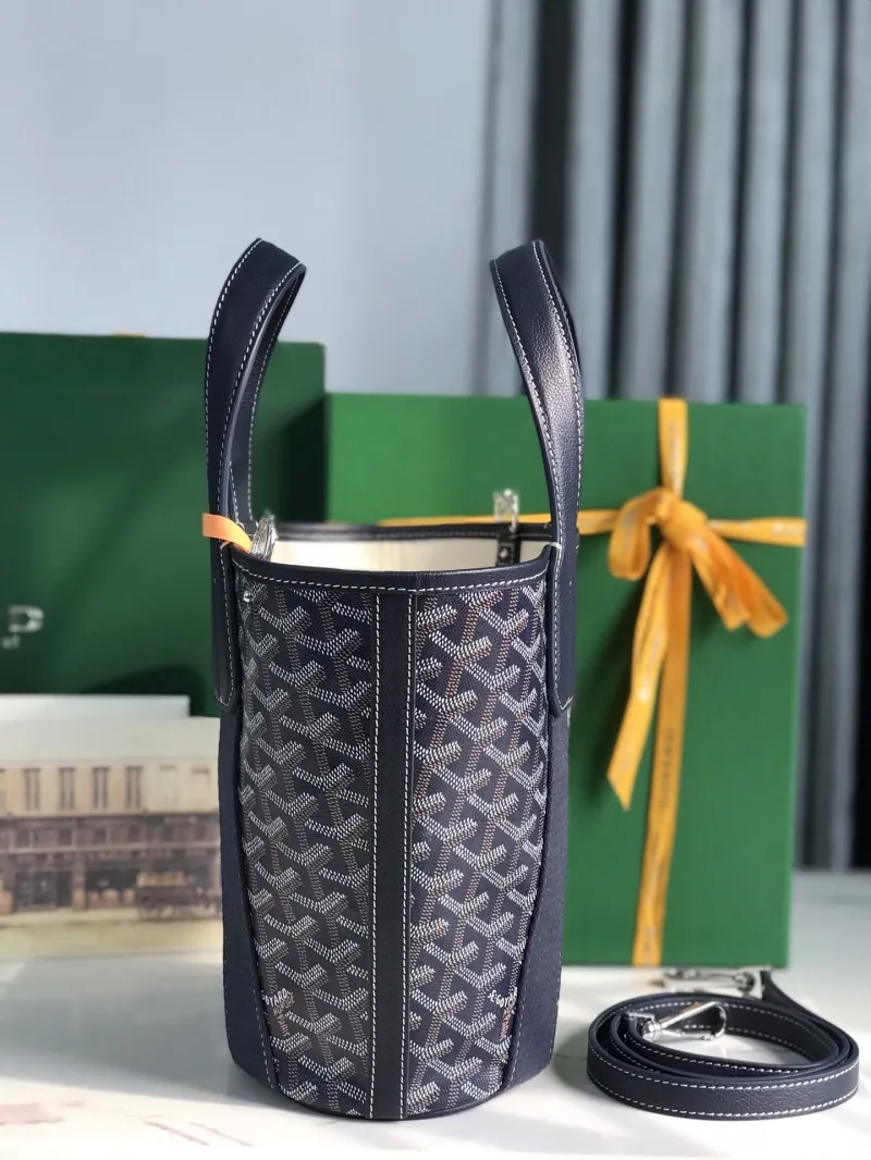 Alternative view of Goyard Navy Bucket Tote Bag with Strap