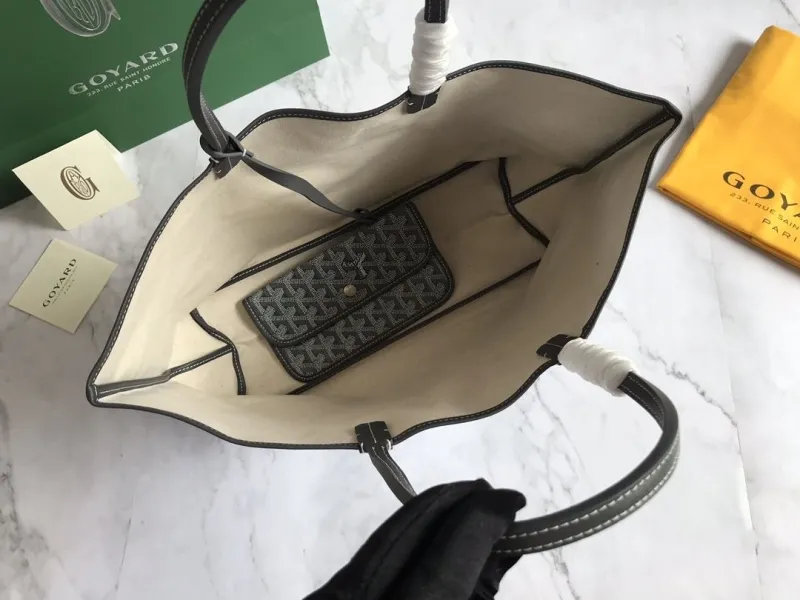 Goyard Gray Tote Bag with Pouch - Image 9