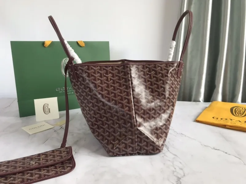 Goyard Brown Tote Bag with Small Pouch - Image 6