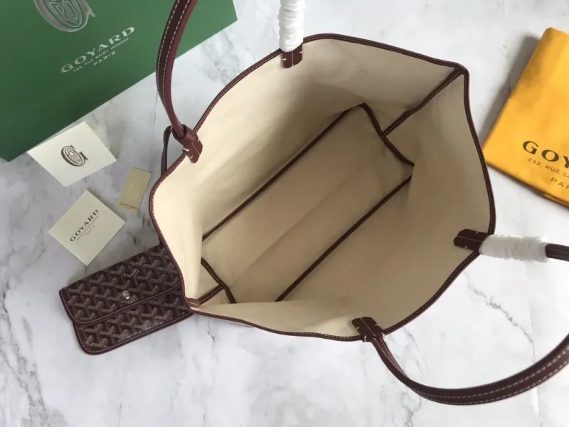 Goyard Brown Tote Bag with Small Pouch - Image 7