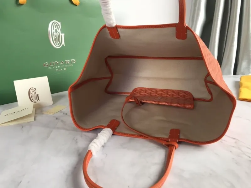 Goyard Orange Tote Bag With Pouch - Image 9