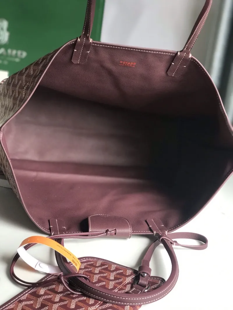 Goyard Burgundy Tote Shopping Bag with Pouch - Image 6