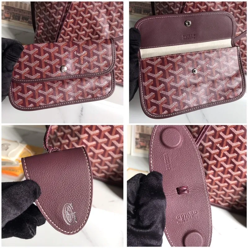 Goyard Burgundy Tote Shopping Bag with Pouch - Image 7