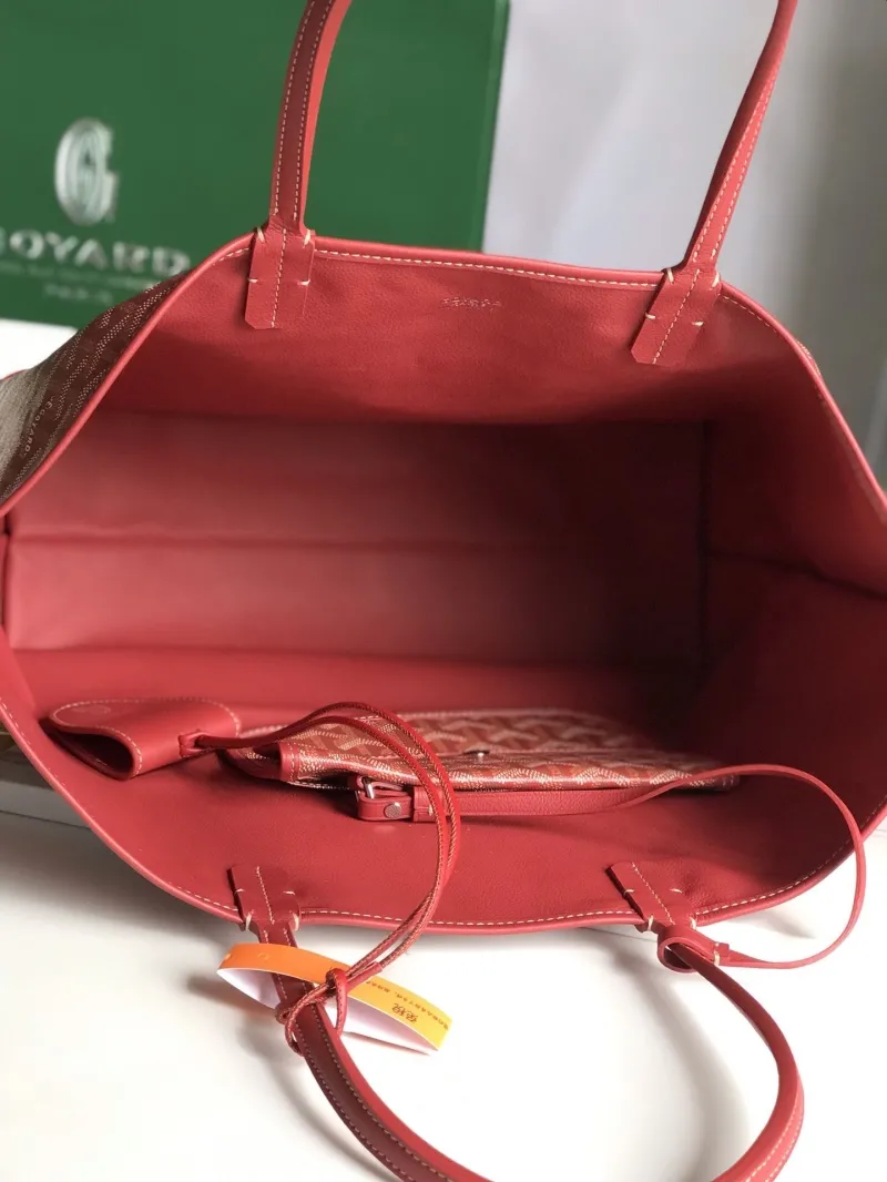 Goyard Red Tote Bag with Pouch - Image 6