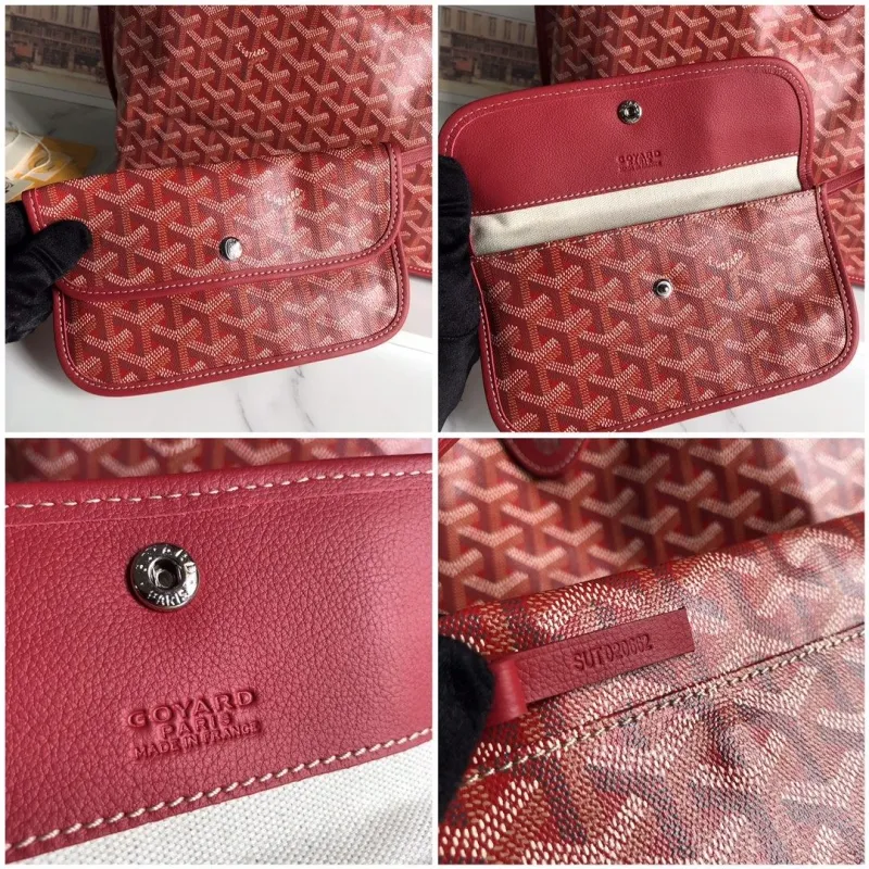 Goyard Red Tote Bag with Pouch - Image 9