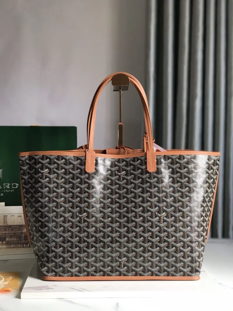 Goyard Black Tan Tote Bag with Pouch - Image 3