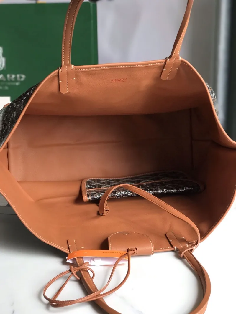 Goyard Black Tan Tote Bag with Pouch - Image 6