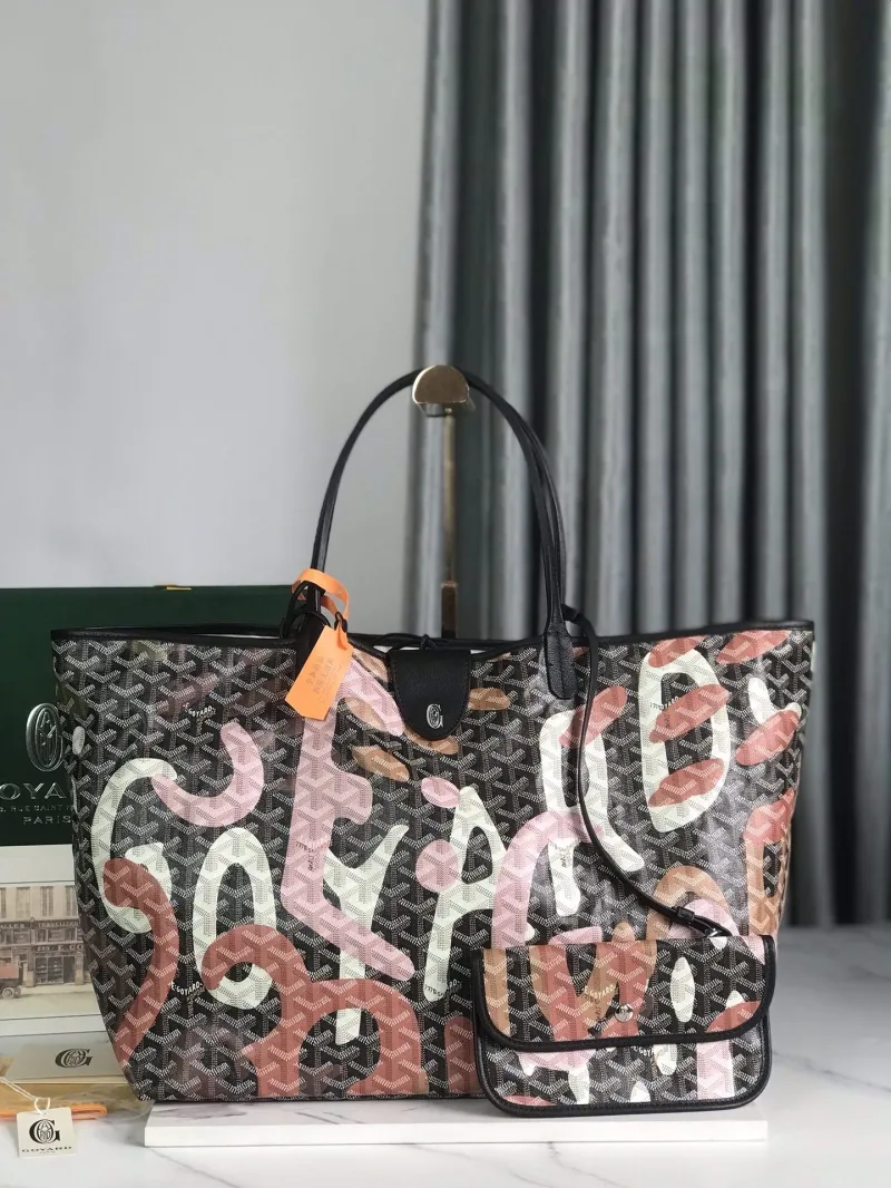 Goyard Pink Pattern Shopping Tote Bag - Image 9