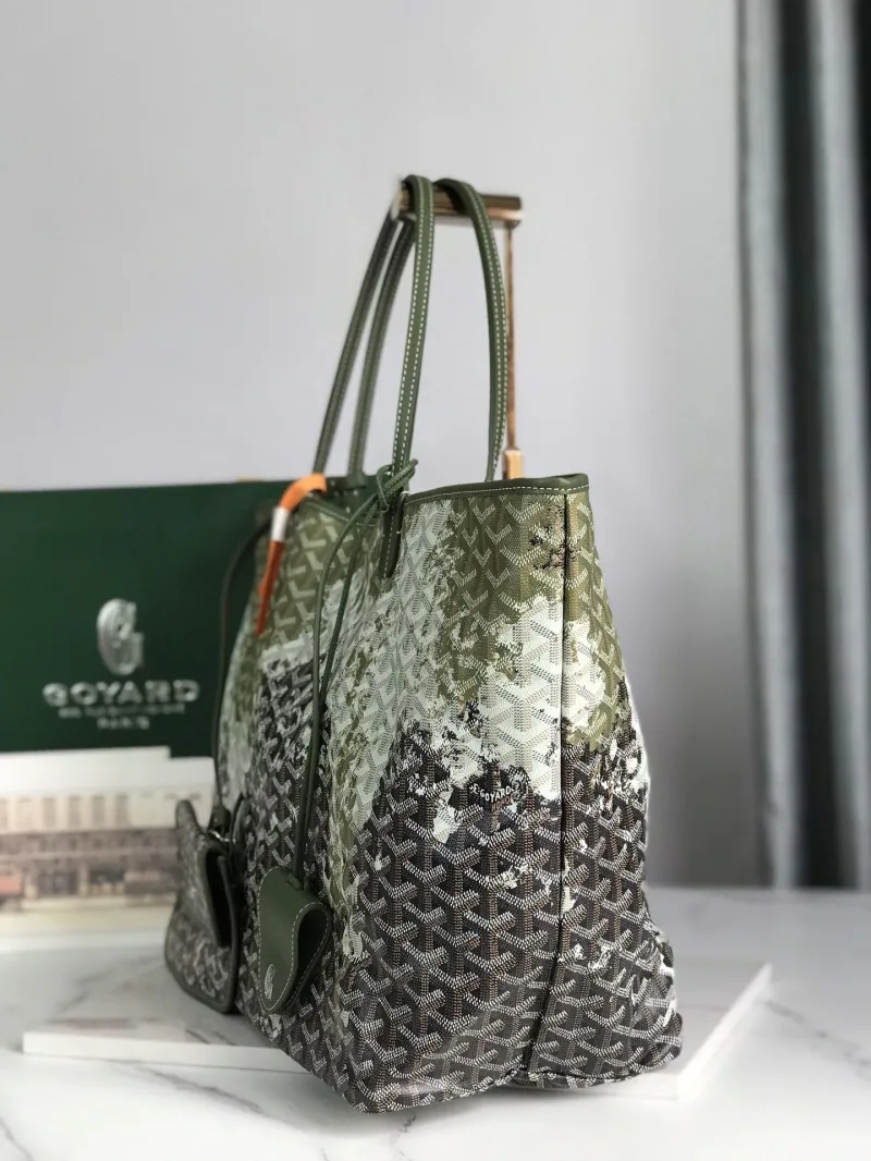 Goyard Green Shopping Tote Bag with Pouch - Image 3